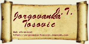 Jorgovanka Tošović vizit kartica